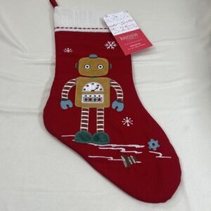 New Kensie Home Red Robot Christmas Stocking 15 X 21"